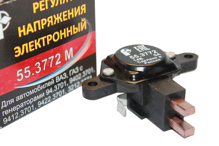 Регулятор напряжения  ВАЗ-2110  (щетки генератора 94.3701)  (пр-во РОМБ, г.Пенза)