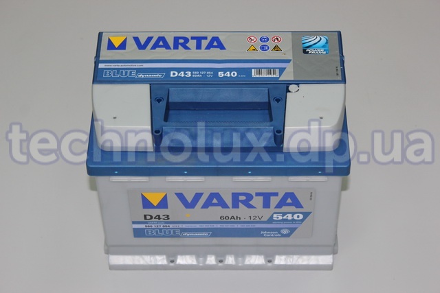 Аккумулятор  60 Ah-12v  VARTA BLUE dynamic  (242x175x190;   слева, Т1)
