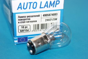 Лампа 2-контактная  24V большая  21/5W  (пр-во TEMPEST)