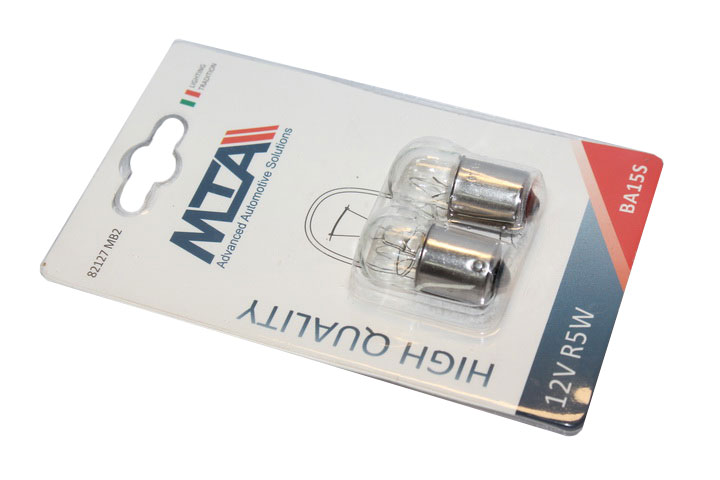 Лампа 1-контактная  12V малая   5W  (компл = 2шт)  (пр-во MTA)