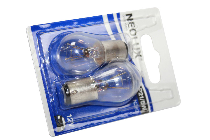 Лампа 2-контактная  12V  21/5W  (компл = 2шт)  (пр-во Neolux)